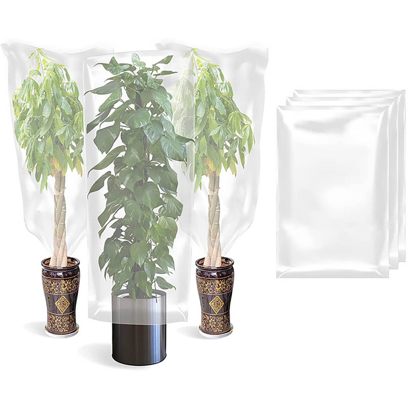 thumbnail image 2 of En Invierno La Bolsa Protectora De Plástico Con Cubierta De Película De Plástico Se Utiliza Para Arbustos Y Plantones De Jardín Al Aire Libre., 2 of 2